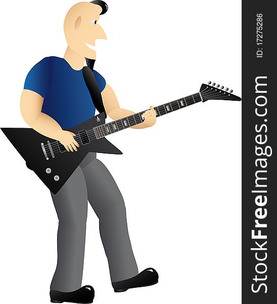 Funny man playing electric guitar. Funny man playing electric guitar