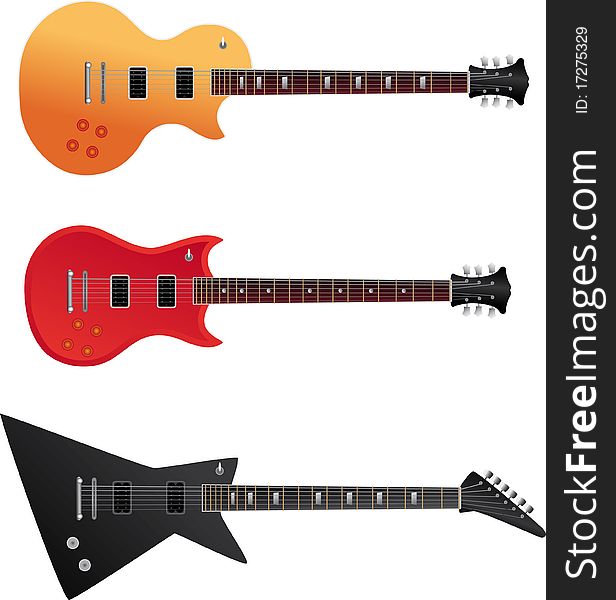 Set of three electric guitars