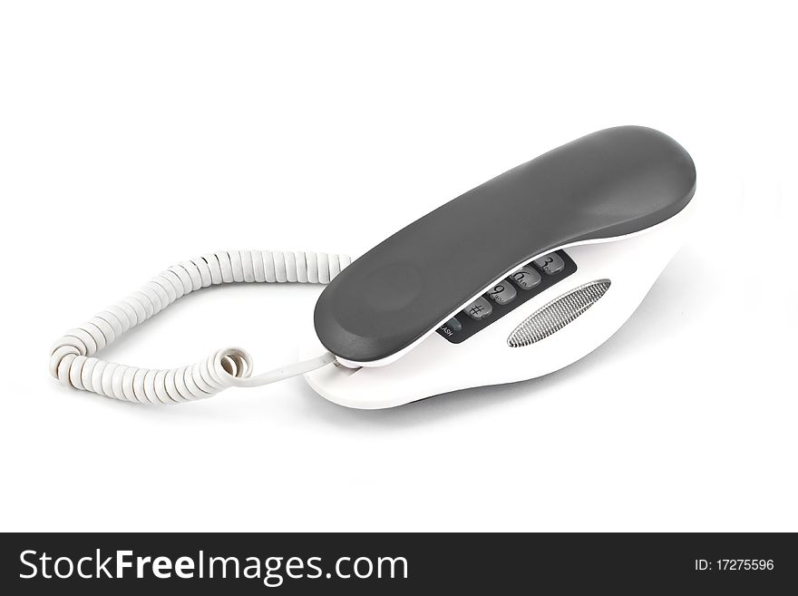 White desktop telephone isolated on white background