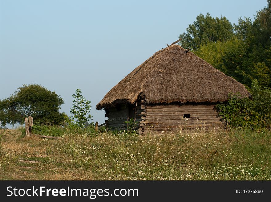 Wooden house in the village