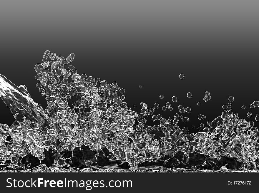 3D Water on black background