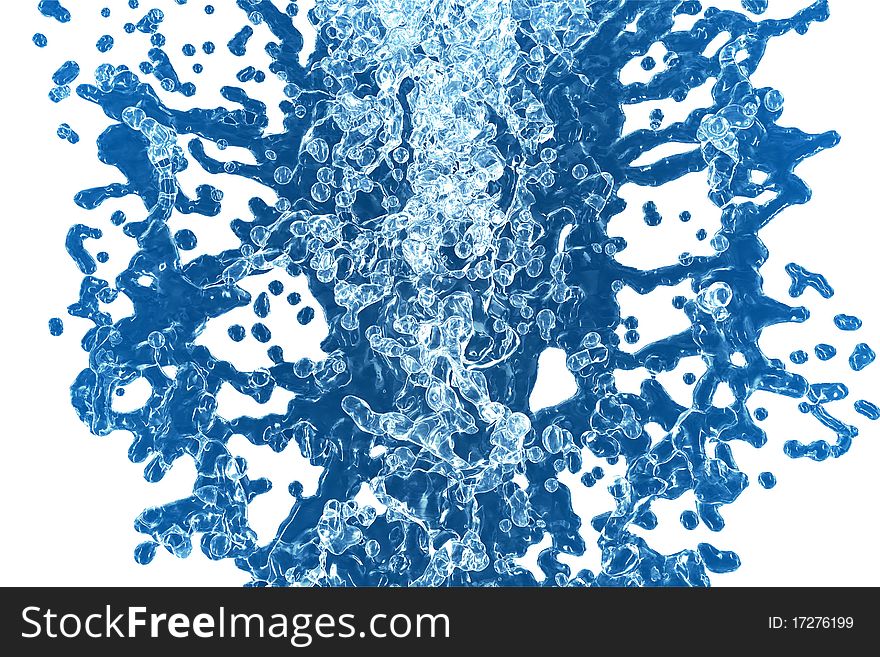 3D Blue water on white background