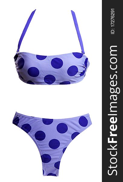 Blue swimsuit with a circular pattern on a white background