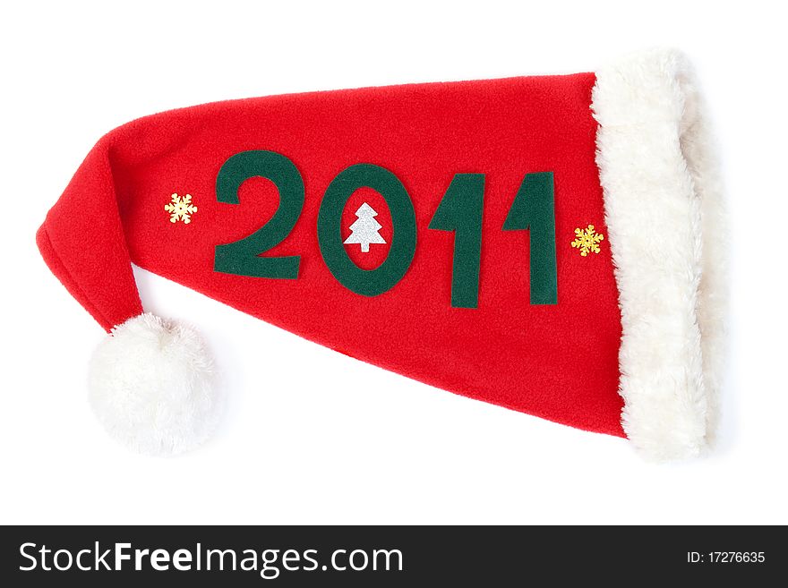 Red Hat Santas in Numbers 2011 on a white background