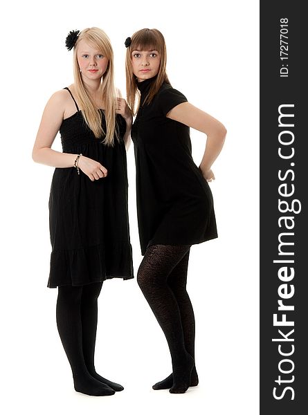 Two girls in black dresses