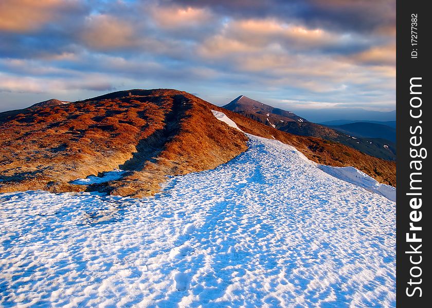 Spring Landscape In Mountains