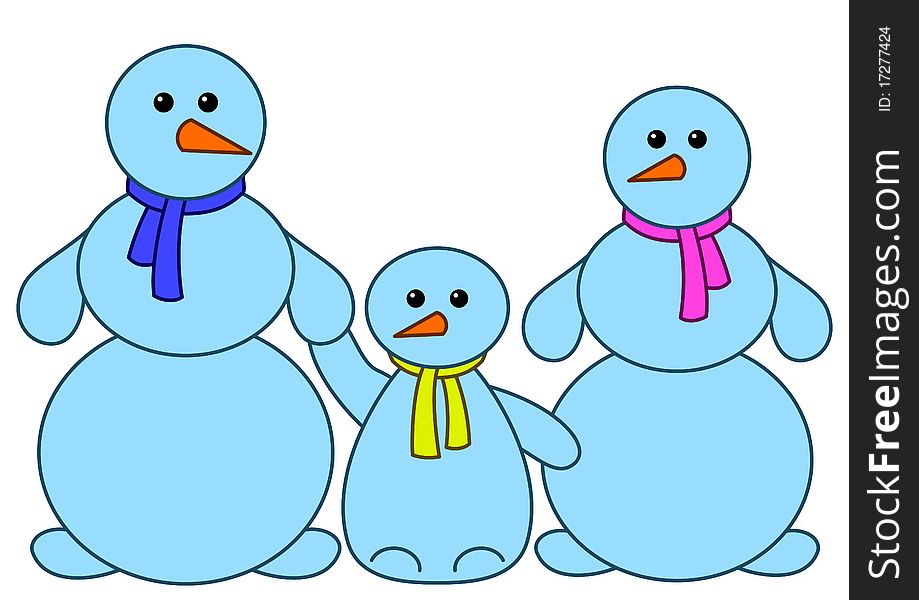 Snowballs family: baby, mother, father, christmas sign pictogram