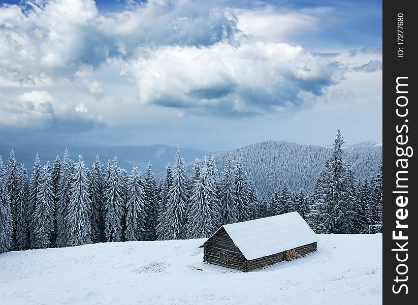 Winter landscape with snow in mountains Carpathians, Ukraine. Winter landscape with snow in mountains Carpathians, Ukraine