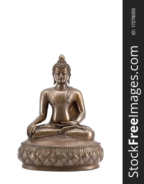 Traditional Thai bronze Buddha statuette isolated on white. Traditional Thai bronze Buddha statuette isolated on white