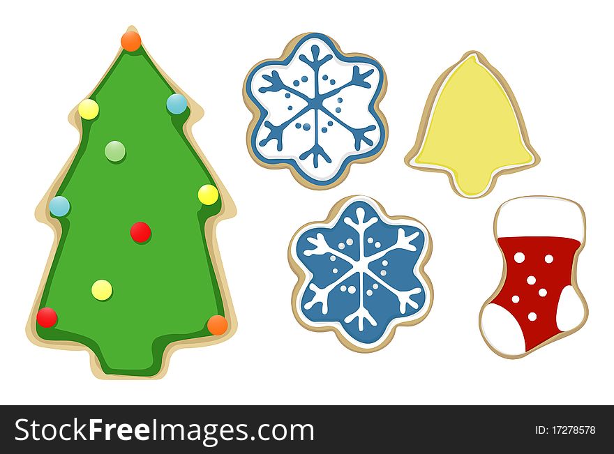 Illustration of a christmas cookies set
