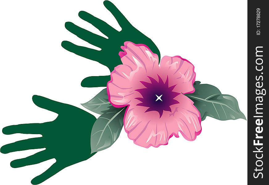 Illustration of hand abstract background or hibiscus