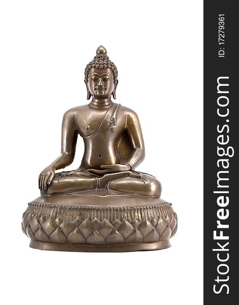 Traditional Thai bronze Buddha statuette isolated on white. Traditional Thai bronze Buddha statuette isolated on white