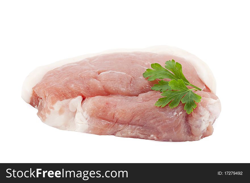 Raw pork chop with clipping path on white background