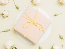 Holiday Surprise Anniversary Greeting Gift Box Royalty Free Stock Photo