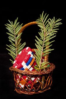 Chips Basket Bonus For Christmas Stock Images