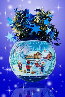 Christmas Ball On Blue Background Stock Photography Christmas Ball On Blue Background Stock Photography