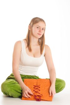 Attractive Woman Sit With Gift Stock Photos