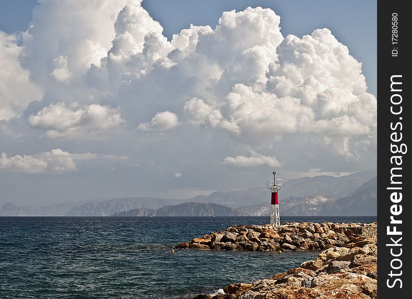 Crete coastal view and sea breakers