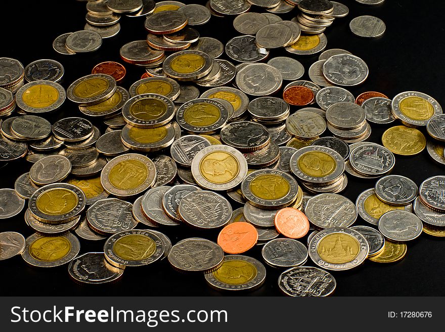 Thai Coins on black background