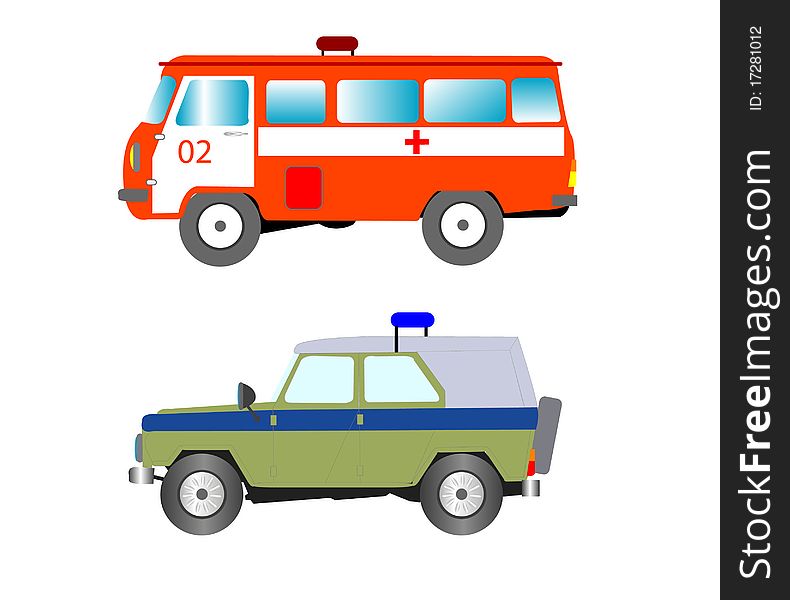 Machines of the special purpose ambulance and militia. Machines of the special purpose ambulance and militia