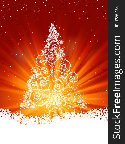 New Year background, snowflakes and Christmas tree, illustration. EPS 8 file included