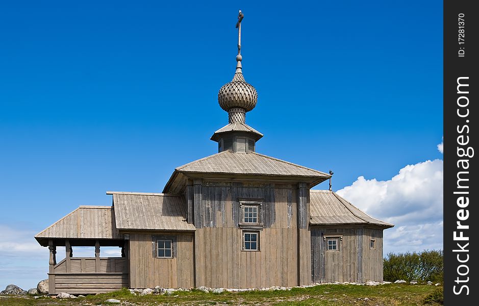 Saint Andrew Orthodox chapel on Greater Zayatsky island of Solovki islands, White Sea, Northern Russia. Saint Andrew Orthodox chapel on Greater Zayatsky island of Solovki islands, White Sea, Northern Russia.