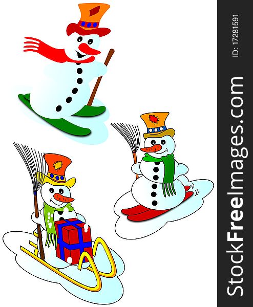 Snowmen snow color sports ski ice