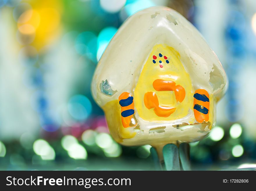 Vintage Christmas Toy on an abstract background (selective focus)