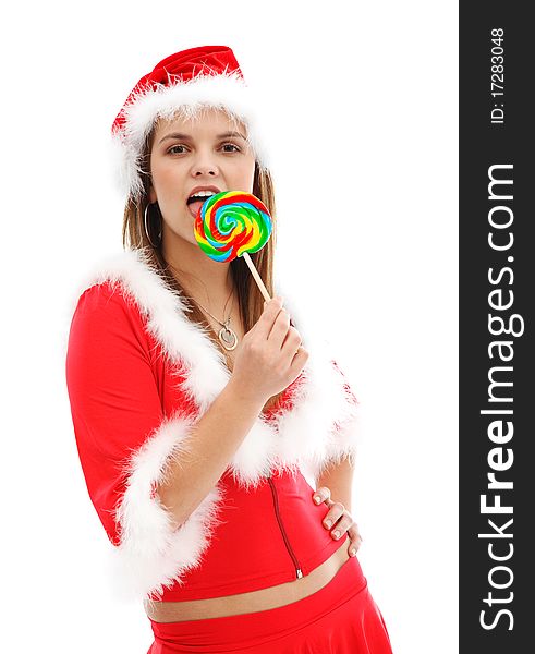 Sexy Santa with lollipop