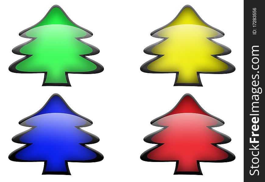 Four pine trees in different colors. Four pine trees in different colors.
