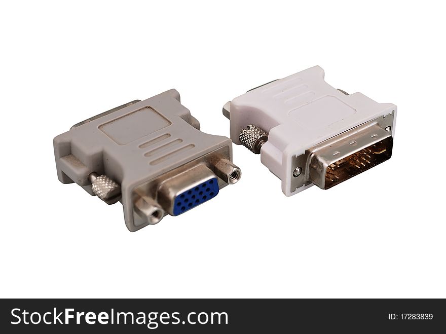 Two vga adapters on a white background