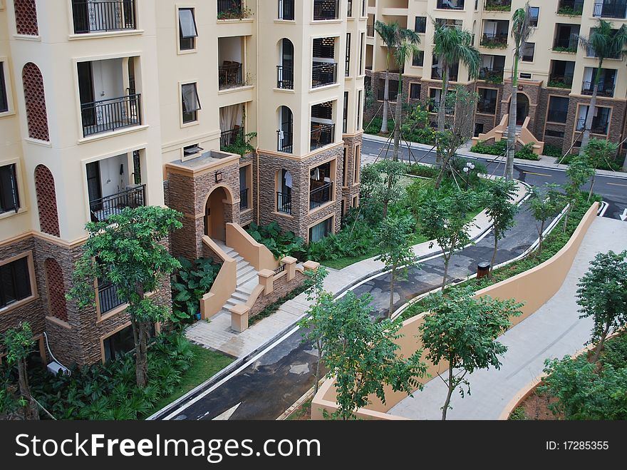 View of roads inside a tropical residential area. View of roads inside a tropical residential area