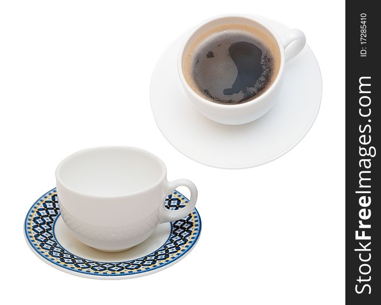Two cups for coffee on white. Two cups for coffee on white