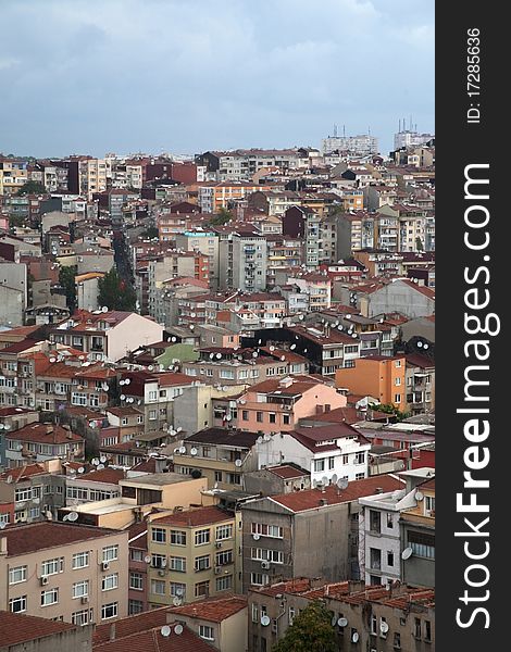 View from above on roofs of Istanbul buildings. View from above on roofs of Istanbul buildings