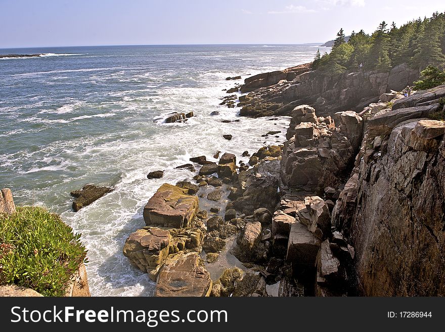 Maine national park shore line after the storm. Maine national park shore line after the storm.