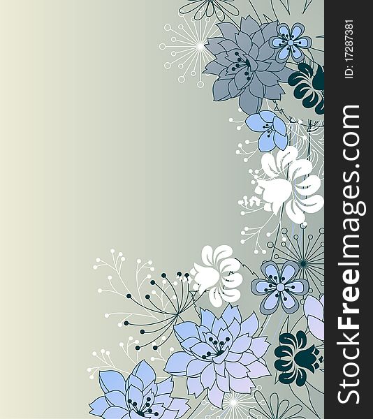 Light grey vertical background with flowers. Light grey vertical background with flowers