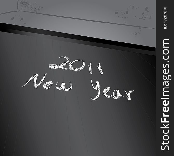 2011 New Year wording at the black board. 2011 New Year wording at the black board