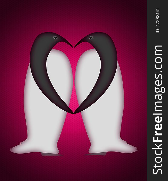 Penguins holding hands to create a heart shape. Penguins holding hands to create a heart shape.