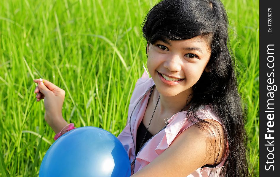 Smiling Teenage girl with colorful balloons. Smiling Teenage girl with colorful balloons