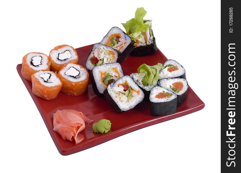 Photo of a rolled and sushi