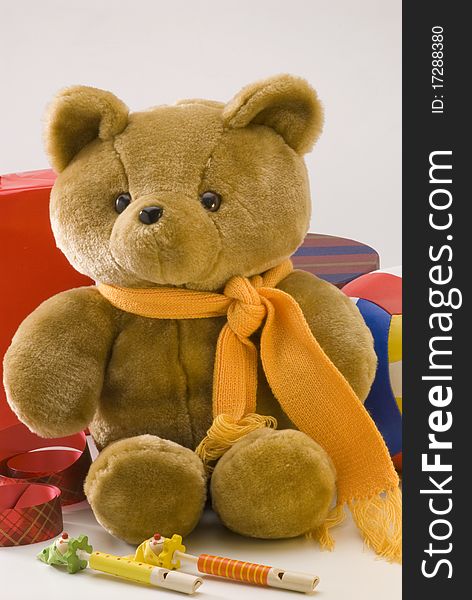 Teddy bear and other vintage toys