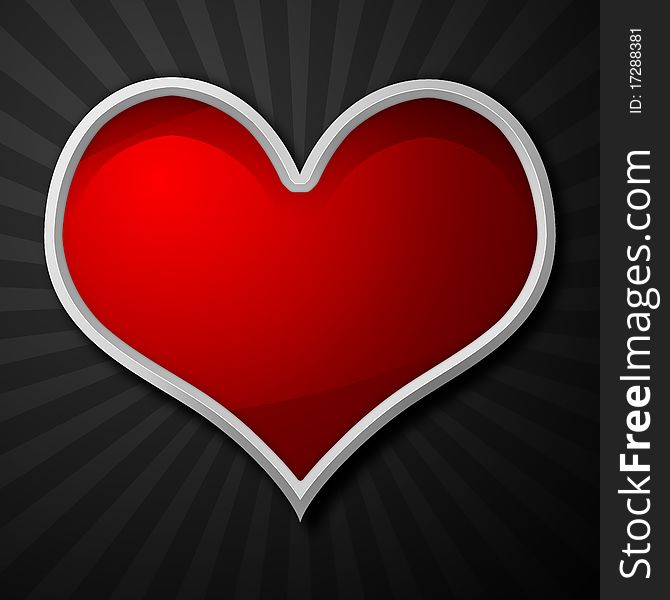 A big frame of red metal heart in groovy background. A big frame of red metal heart in groovy background
