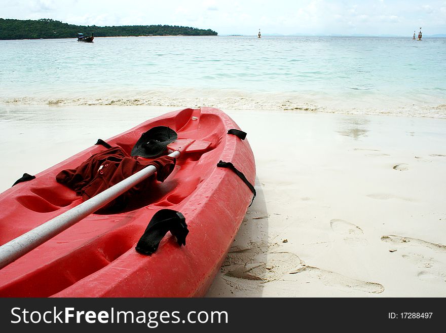 A sea kayak on a beach in Krabi