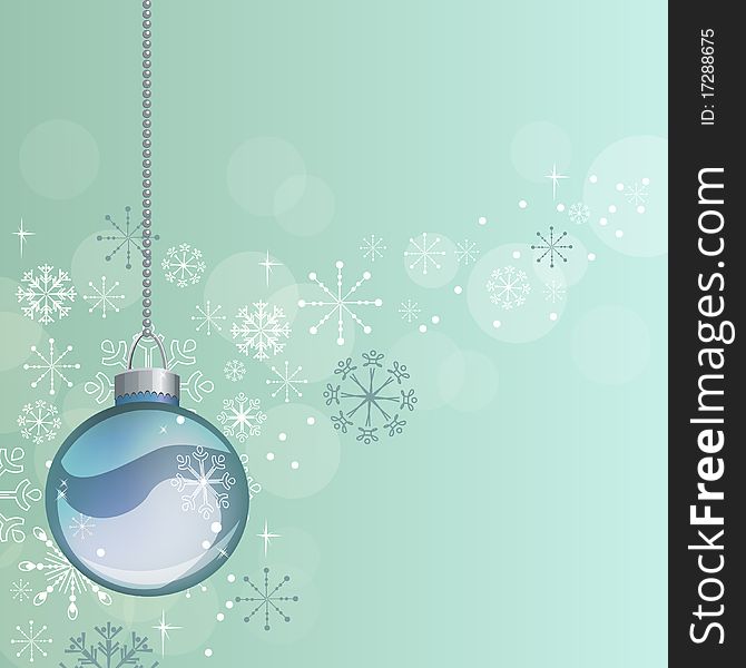 Light blue Christmas background with hanging ball. Light blue Christmas background with hanging ball