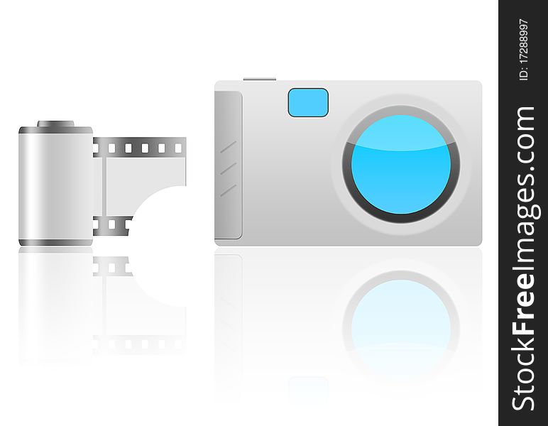 Camera, film icon for web. Camera, film icon for web
