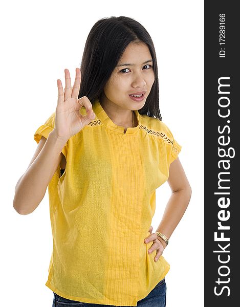 Woman with ok sign