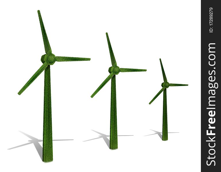 3d illustration of greene nergy windmill fan. 3d illustration of greene nergy windmill fan