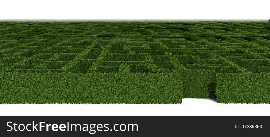 3d illustration of green maze system. 3d illustration of green maze system