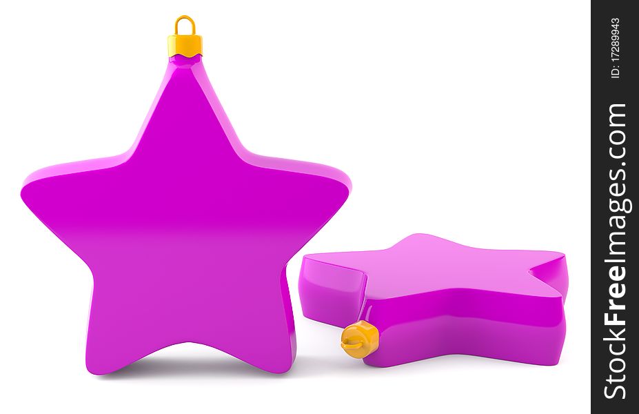 Pink Christmas stars isolated on white background