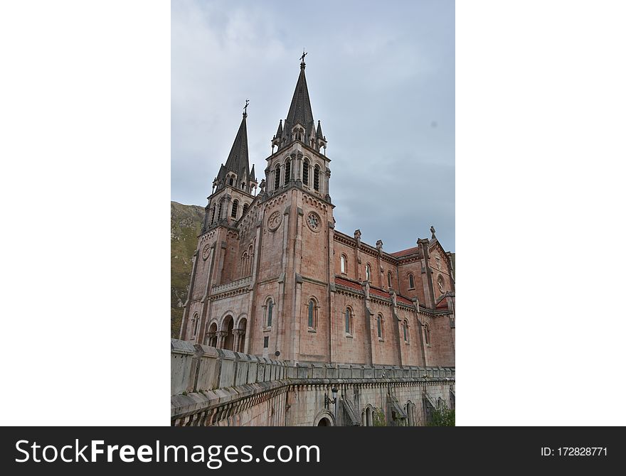 Peaks of europe mountain landscape at Covadonga Cathedral